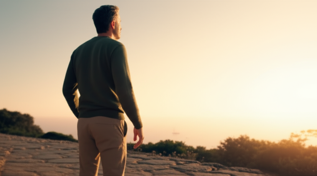 Man looking toward horizon